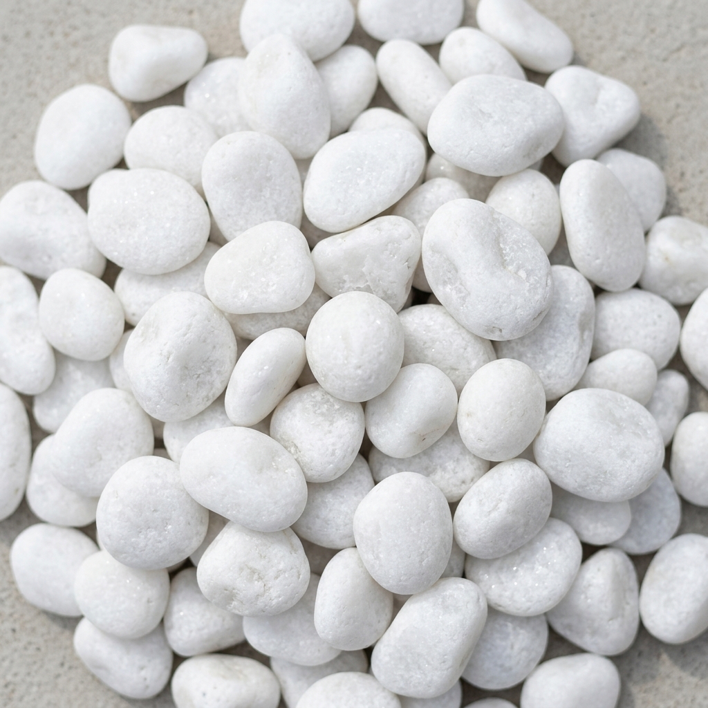 Galet Marbre Blanc Pur 10-20 mm en sac 20 kg pour paillage minéral décoratif