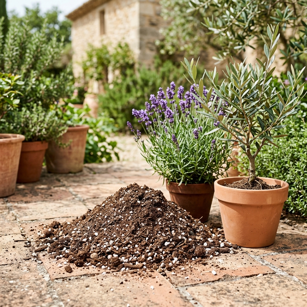Sac 50L de terreau agrumes et plantes méditerranéennes drainant pour oliviers et citronniers