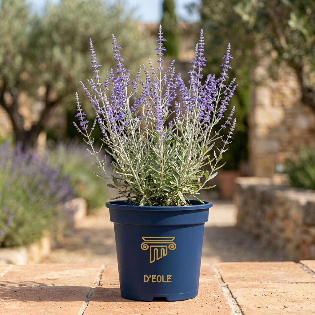 Pérovskia en godet C3L floraison bleu-lavande vivace méditerranéenne sèche ensoleillée